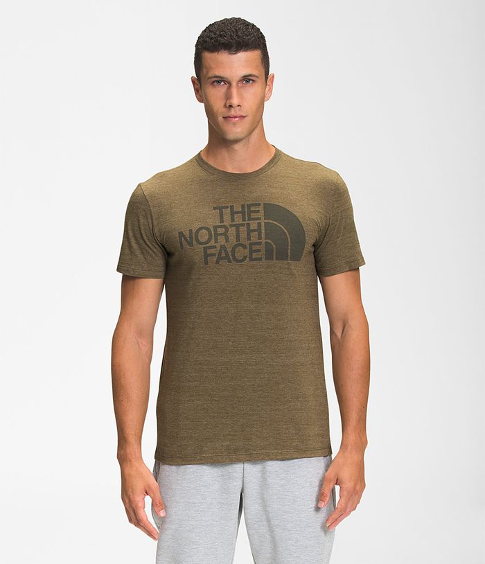 Camiseta The North Face Hombre Verde Oliva Manga Corta Half Dome Tri-Blend 62539QYCX